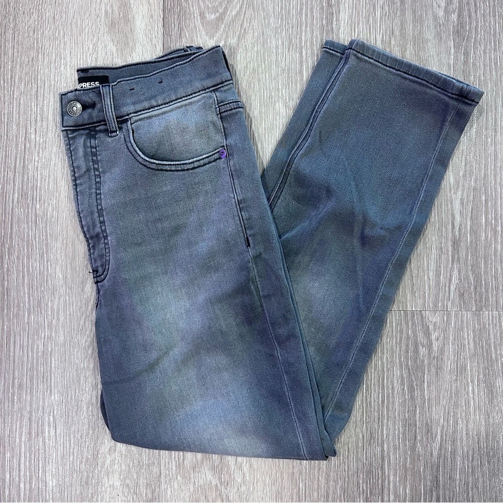 SOLD Express Grey Wash High Waisted Mom Jeans